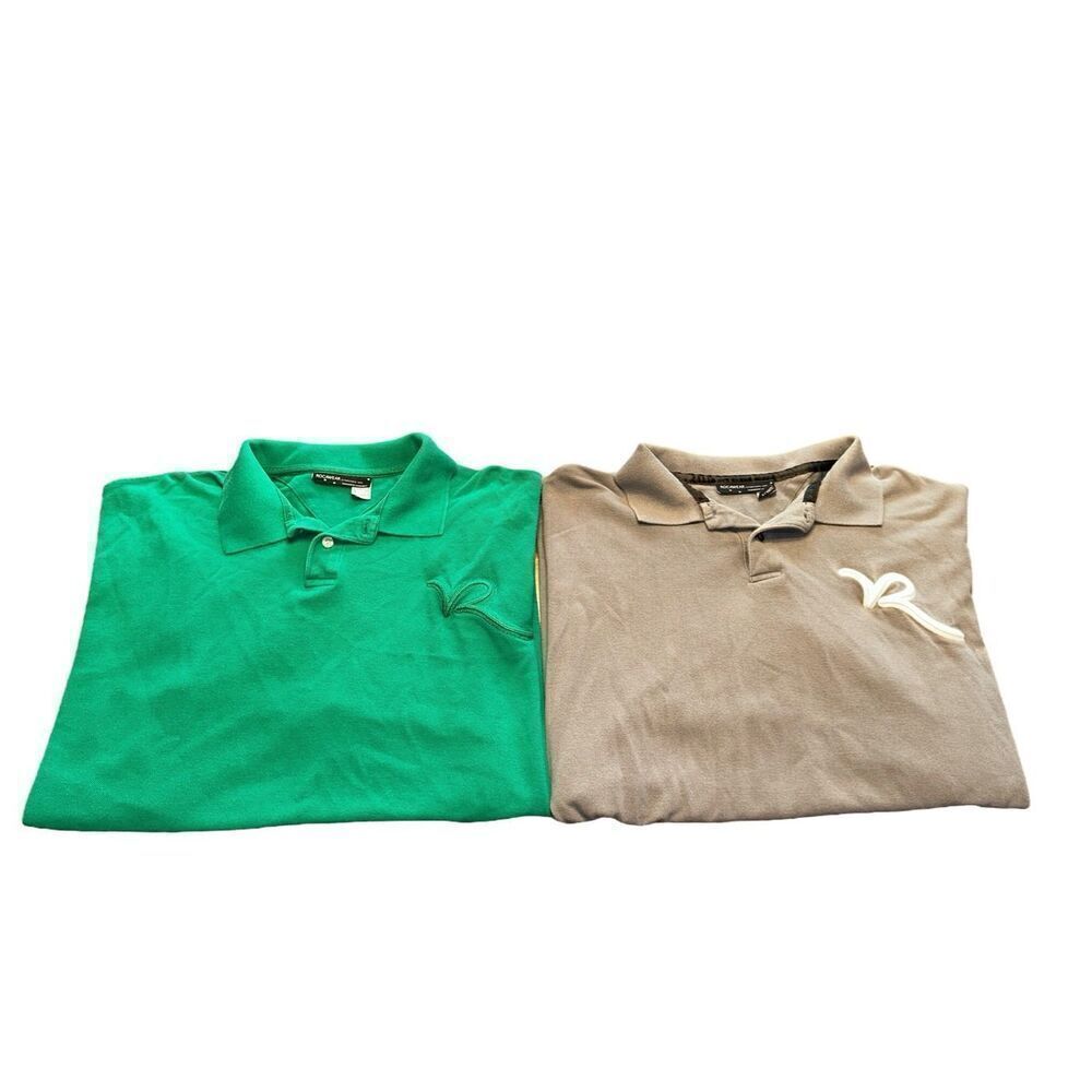 Rocawear Men's XL Short Sleeve Polo Preppy Golfer Shirts Lot Of 2 Gray And Green